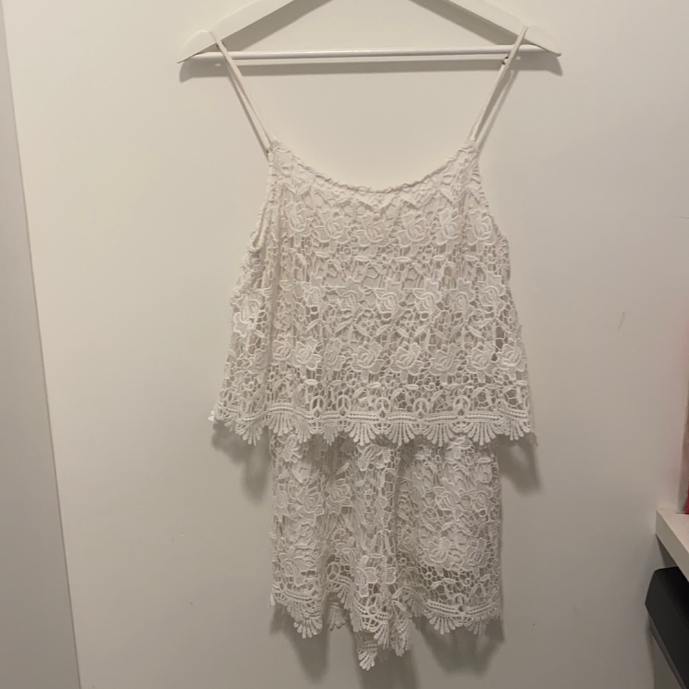 White Lace Romper - Size small